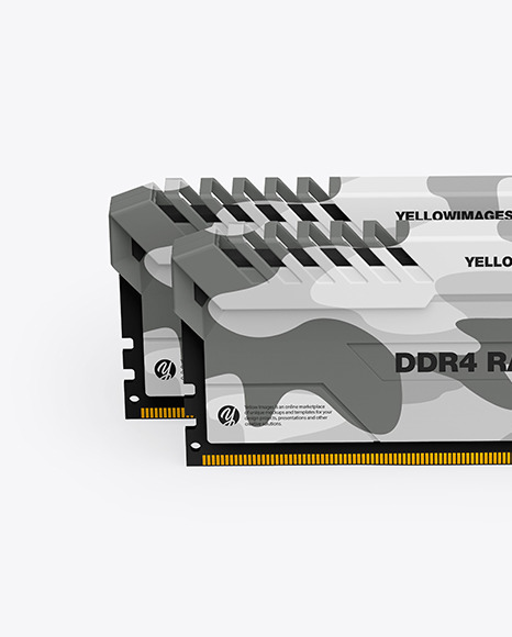 Download Two Modules Of Ddr4 Ram Mockup In Device Mockups On Yellow Images Object Mockups