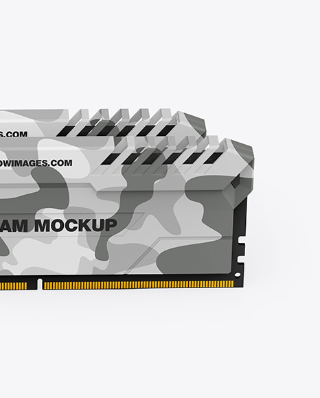 Download Two Modules Of Ddr4 Ram Mockup In Device Mockups On Yellow Images Object Mockups