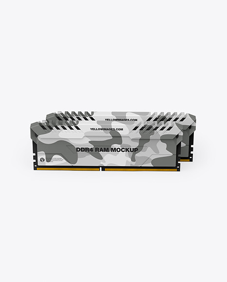 Download Two Modules Of Ddr4 Ram Mockup In Device Mockups On Yellow Images Object Mockups