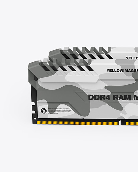 Download Two Modules Of Ddr4 Ram Mockup In Device Mockups On Yellow Images Object Mockups