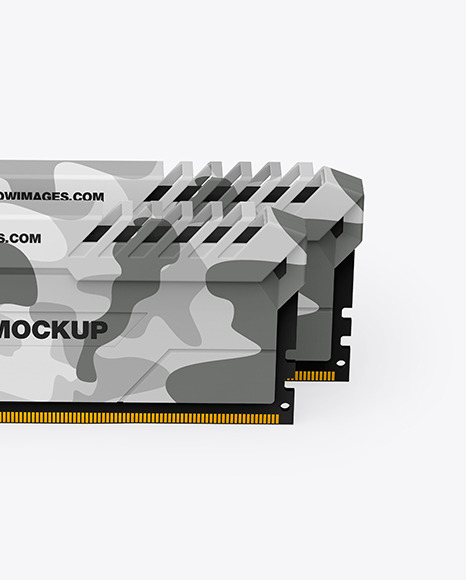 Download Two Modules Of Ddr4 Ram Mockup In Device Mockups On Yellow Images Object Mockups