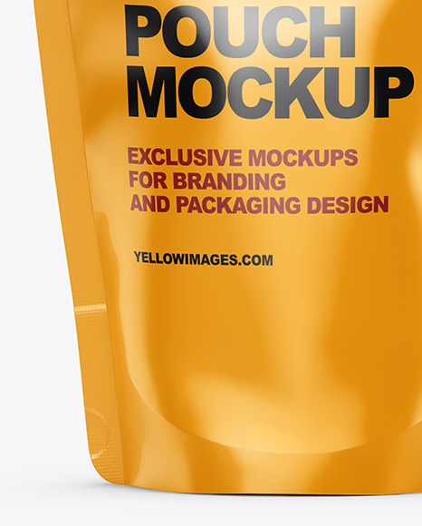 Download Glossy Stand Up Pouch Mockup In Pouch Mockups On Yellow Images Object Mockups