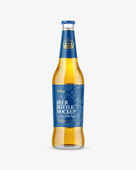 500ml Clear Glass Lager Beer Bottle Mockup PSD #2