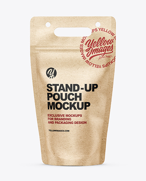 Download Kraft Stand Up Pouch Mockup In Pouch Mockups On Yellow Images Object Mockups