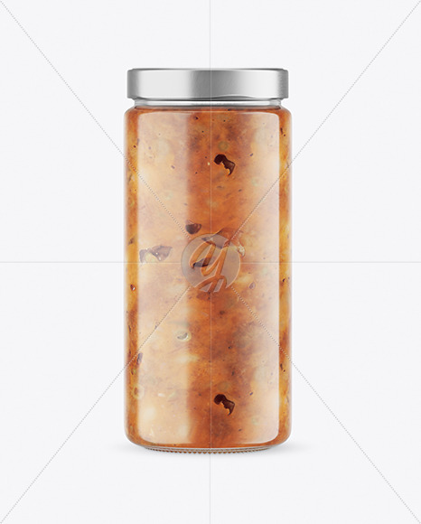 Сlear Glass Jar with Meat Sauce Mockup