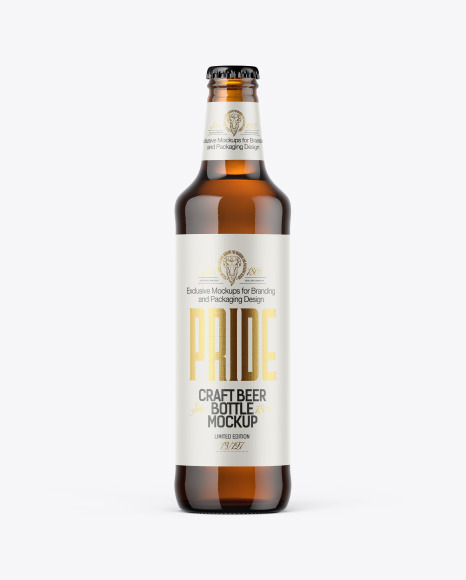 500ml Amber Craft Beer Bottle Mockup