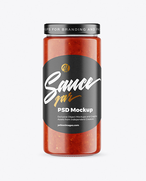 Сlear Glass Jar with Tomato sauce Mockup