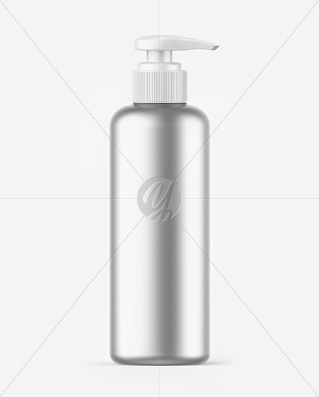 Matte Metallic Soap Bottle w/ Pump Mockup