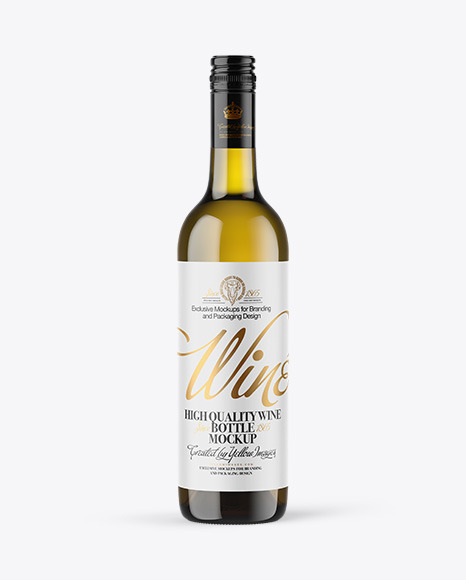 Antique Green Glass White Wine Bottle with Screw Cap Mockup