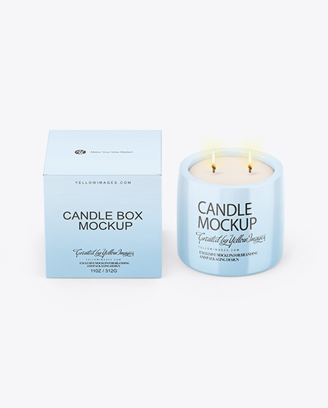 Glossy Candle W  Paper Box Mockup PSD #2