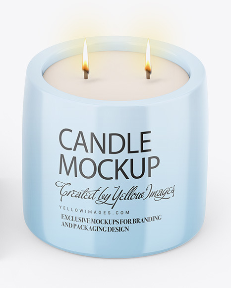 Glossy Candle W  Paper Box Mockup PSD #6