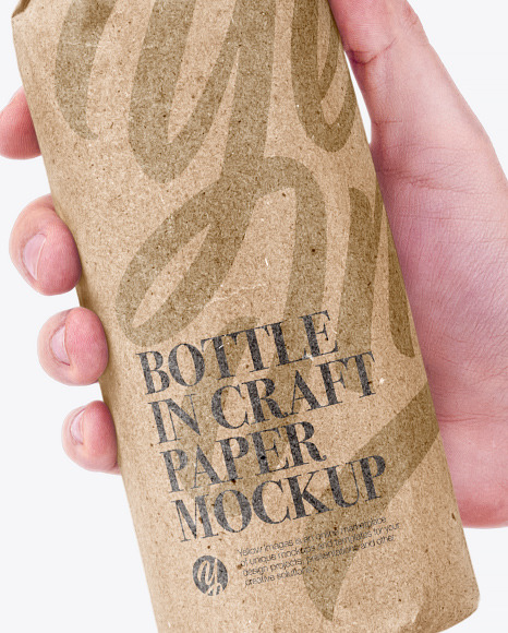 Bottle In Craft Paper Mockup PSD #1