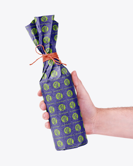Bottle In Craft Paper Mockup PSD #6