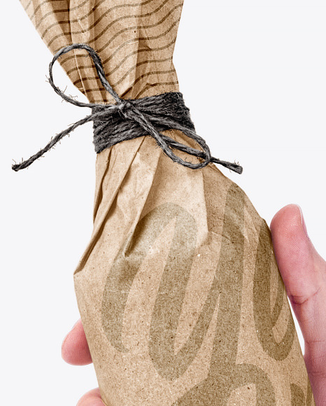 Bottle In Craft Paper Mockup PSD #2