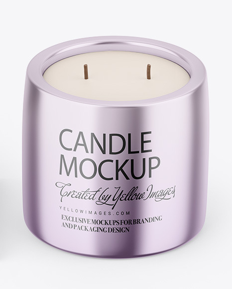 Glossy Metallic Candle W  Paper Box Mockup PSD #6