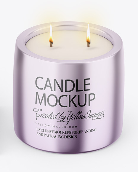 Glossy Metallic Candle W  Paper Box Mockup PSD #7