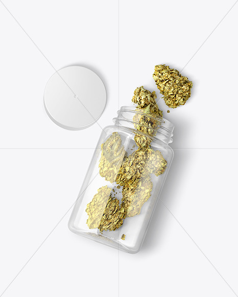 Download Clear Jar w/ Weed Buds Mockup in Jar Mockups on Yellow Images Object Mockups