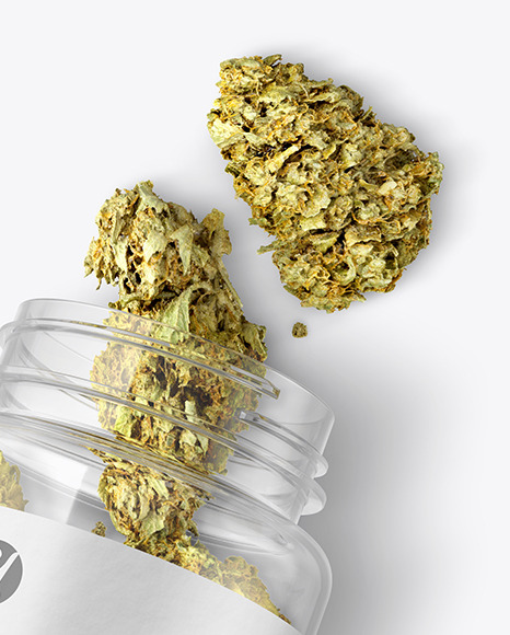 Clear Jar w/ Weed Buds Mockup