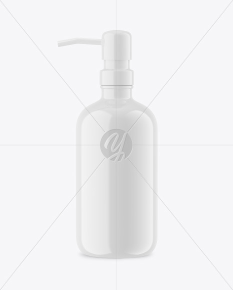 Glossy Plastic Bottle w/ Pump Mockup