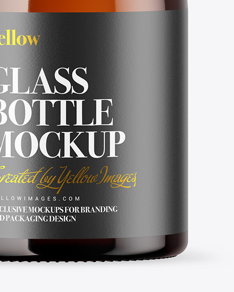 Amber Glass Bottle with Wooden Cap Mockup PSD #7