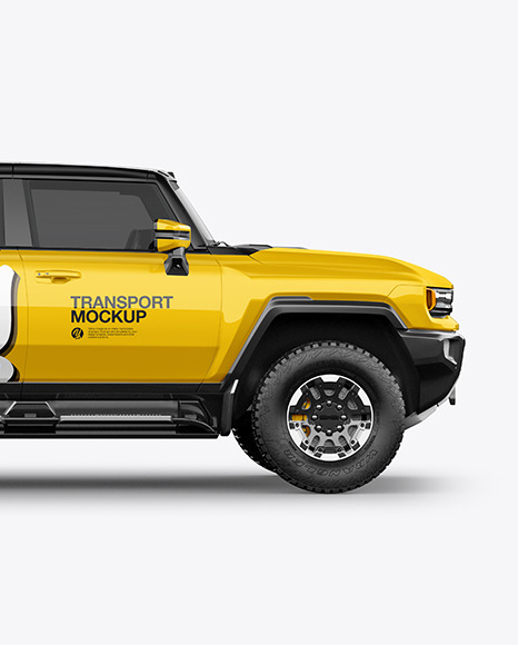 Electric Pickup Truck Mockup  - Side View