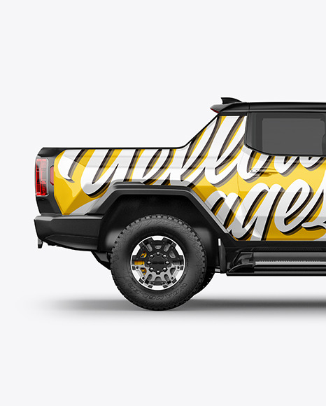 Electric Pickup Truck Mockup    Side View PSD #2