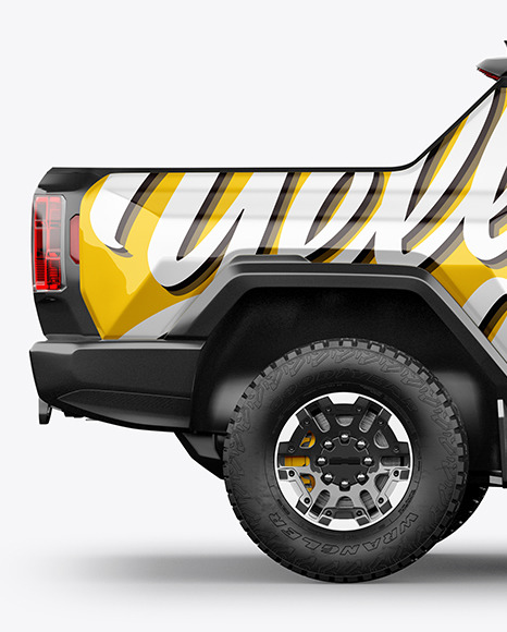 Electric Pickup Truck Mockup    Side View PSD #1