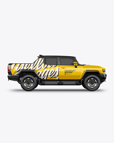 Electric Pickup Truck Mockup    Side View PSD #7