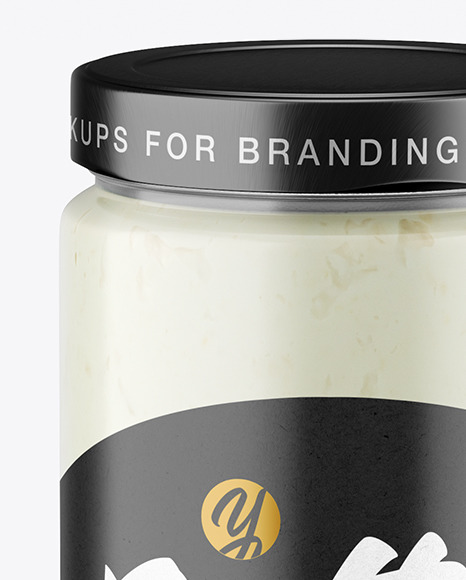 Сlear Glass Jar with Coconut Butter Mockup PSD #2