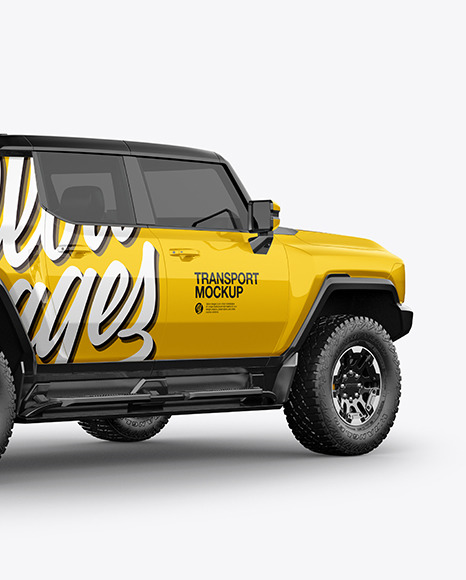Electric Pickup Truck Mockup - Back Half Side View