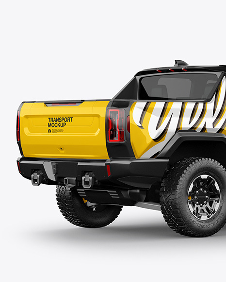 Electric Pickup Truck Mockup   Back Half Side View PSD #2
