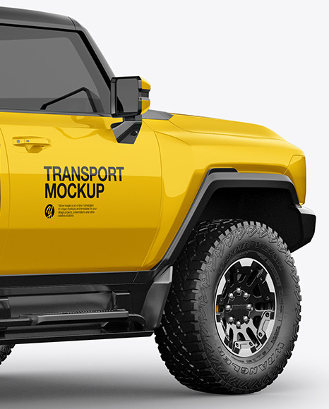 Electric Pickup Truck Mockup   Back Half Side View PSD #6