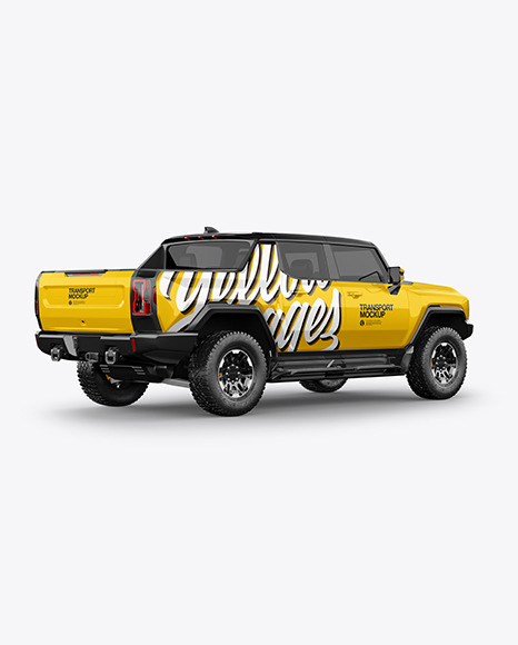 Electric Pickup Truck Mockup   Back Half Side View PSD #7