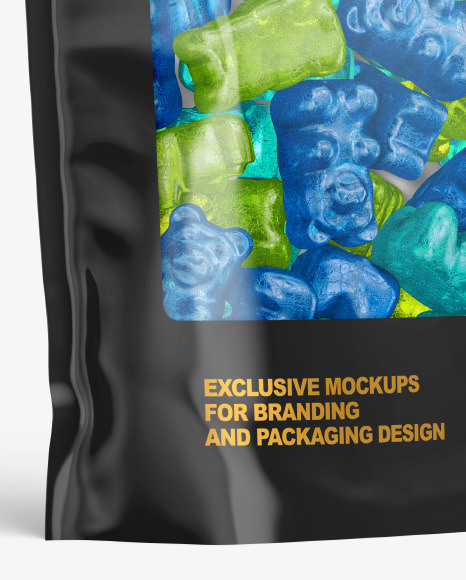 Download Stand-up Pouch with Gummies Mockup in Pouch Mockups on Yellow Images Object Mockups