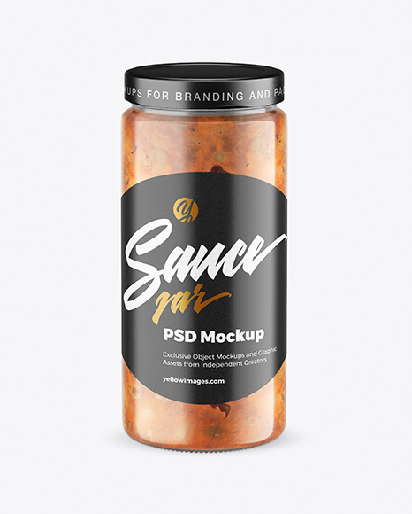 Сlear Glass Jar with Meat Sauce Mockup