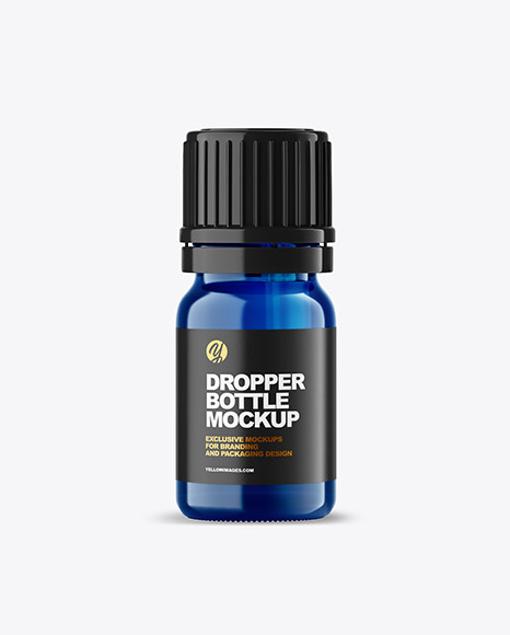 Blue Glass Dropper Bottle Mockup PSD #2