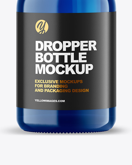 Blue Glass Dropper Bottle Mockup PSD #6