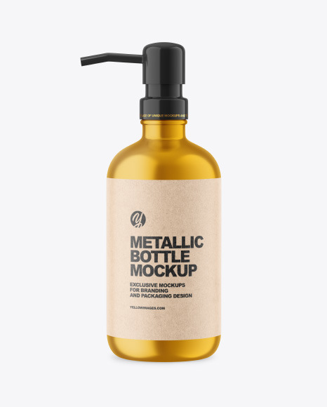 Metallic Bottle w  Pump Mockup PSD #2