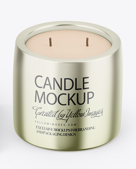 Glossy Metallic Candle W  Kraft Box Mockup PSD #6