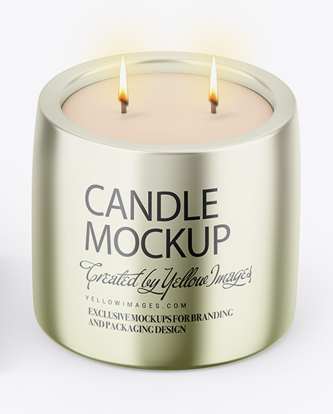 Glossy Metallic Candle W  Kraft Box Mockup PSD #7