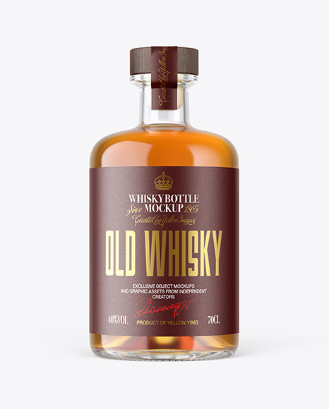 Whiskey Bottle with Wooden Cap Mockup PSD #4