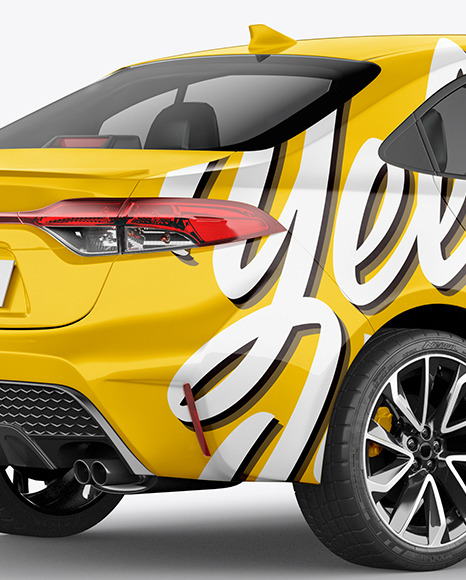 Sedan Mockup   Back Half Side View PSD #1