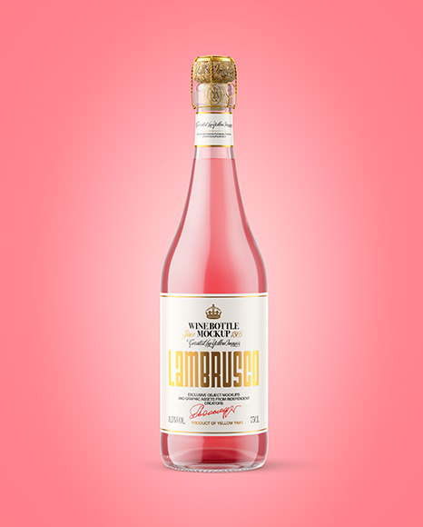 Clear Glass Bottle w  Pink Wine Mockup PSD #2