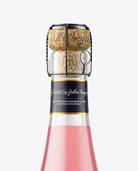 Clear Glass Bottle w  Pink Wine Mockup PSD #5