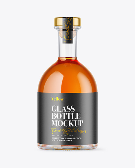 Download Whiskey Bottle With Wooden Cap Mockup In Bottle Mockups On Yellow Images Object Mockups