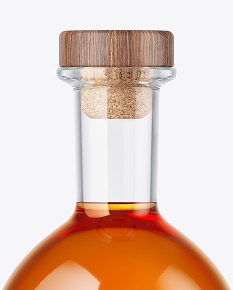 Whiskey Bottle with Wooden Cap Mockup PSD #5