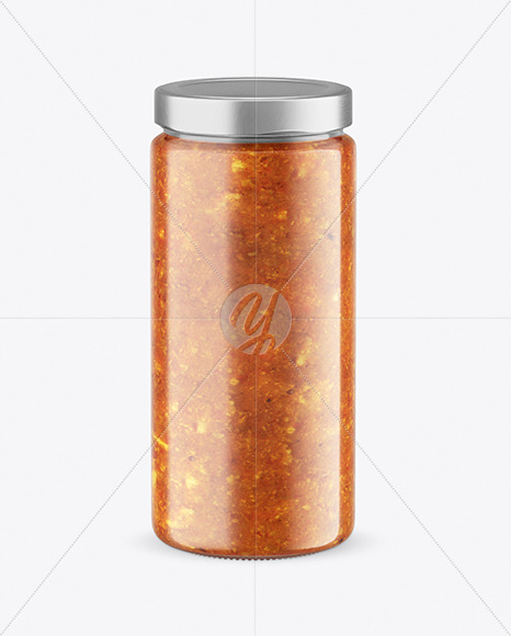 Сlear Glass Jar with Ratatouille sauce Mockup