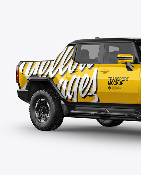 Electric Pickup Truck Mockup   Half Side View PSD #2