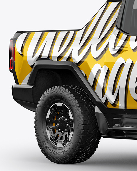 Electric Pickup Truck Mockup   Half Side View PSD #1