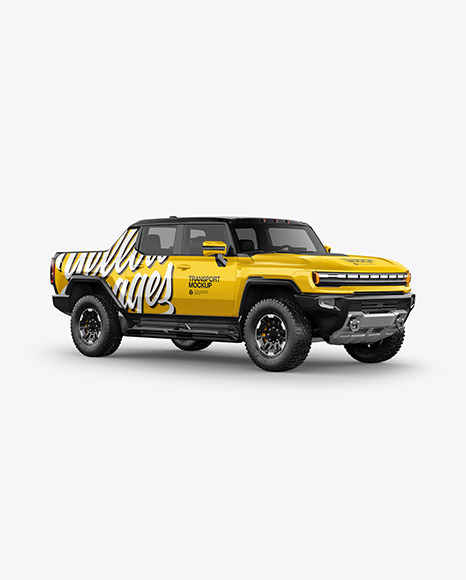 Electric Pickup Truck Mockup   Half Side View PSD #7